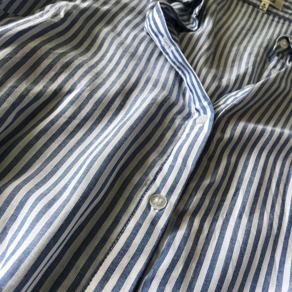 Blue & White Stripe Top M Crop Tie - Picture 3 of 4